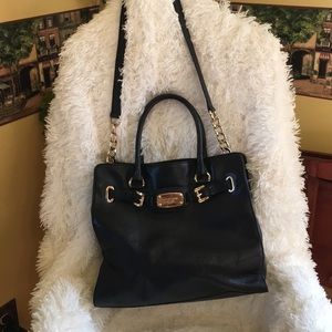 Michael Kors Hamilton Large Black Leather Tote